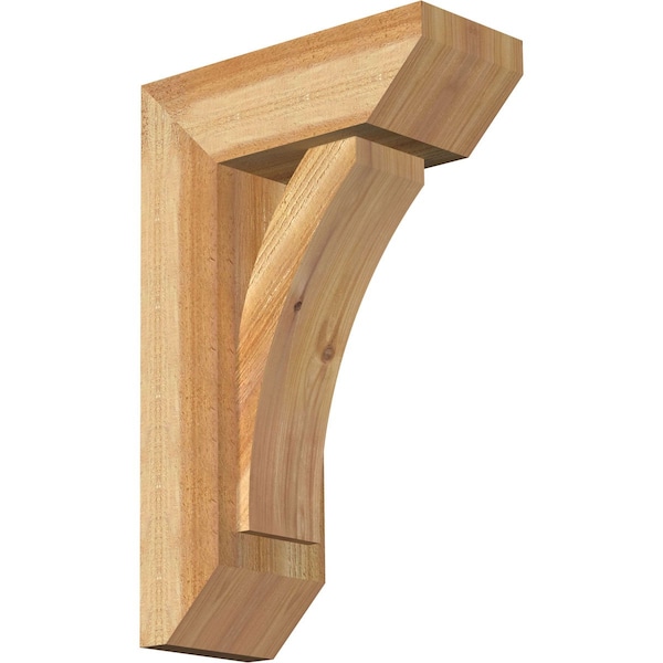 Ekena Millwork Thorton Slat Rough Sawn Bracket w/ Offset Brace, Western Red Cedar, 6"W x 14"D x 22"H BKT0604X14X22THR06RWR - main